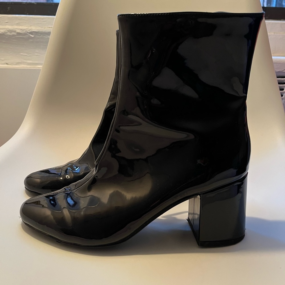 Black patent leather boots